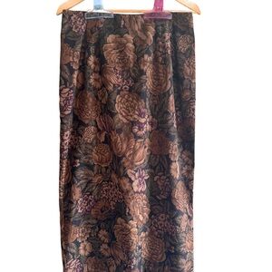 Briggs New York Skirt Womens Size 12 Brown Floral A Line Lightweight Soft Midi